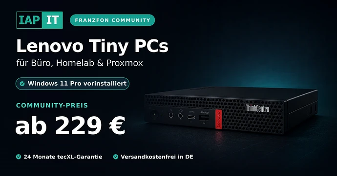 FRANZFON-Community-Angebot für tecXL Lenovo Tiny PCs mit Windows 11 Pro ab 229 Euro